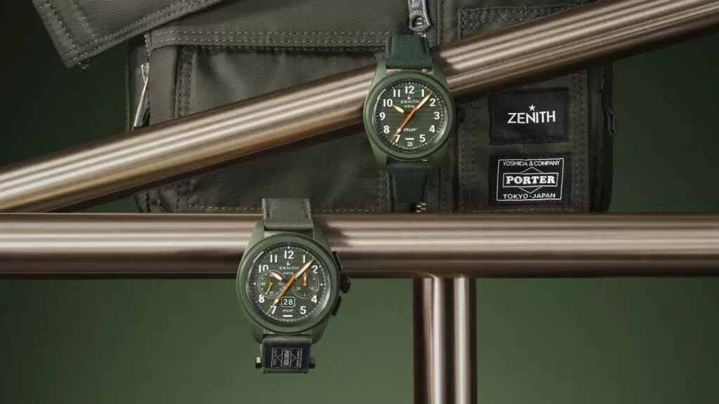 （上）Zenith PILOT Automatic PORTER Edition自動上鍊腕錶（HKD86,300）/（下）Zenith PILOT Big Date Flyback PORTER Edition大日期飛返計時腕錶（HKD117,900）