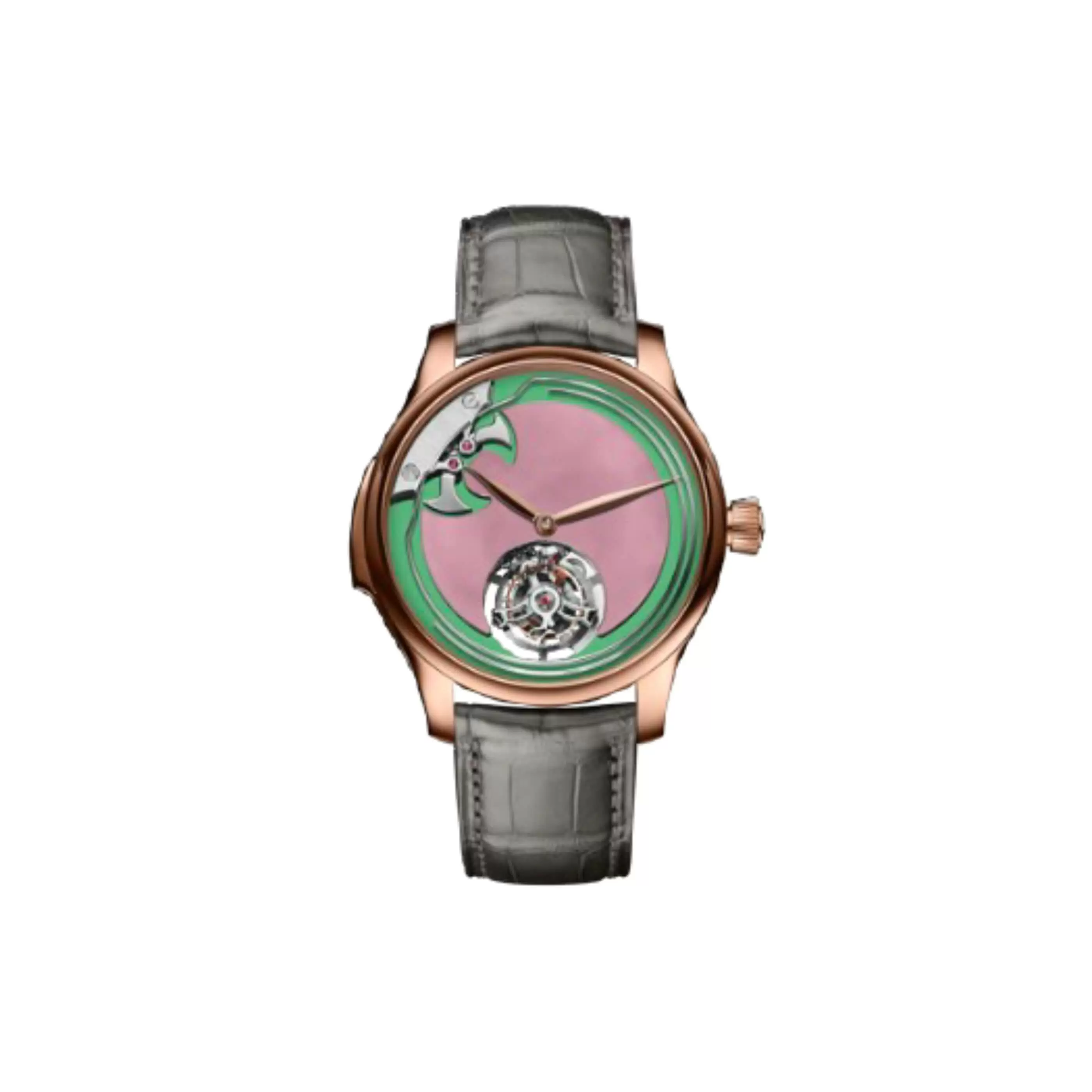 H. Moser & Cie. Pop系列勇創者三問報時陀飛輪概念腕錶 - 粉紅蛋白石面版