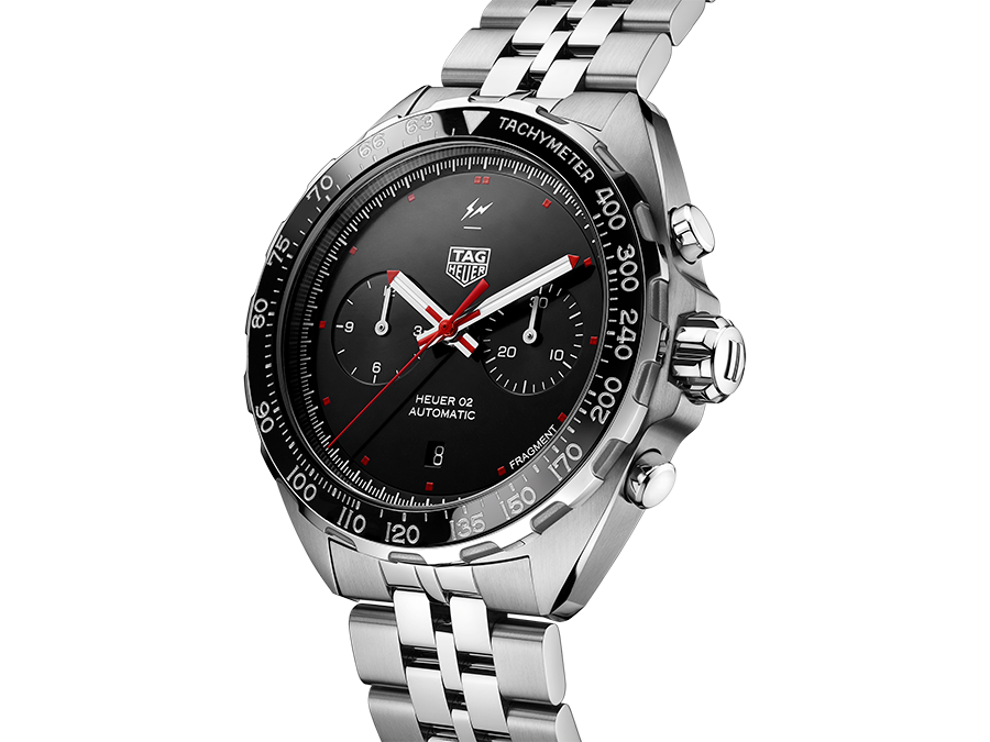 TAG Heuer × Fragment Design Heuer 02聯名計時腕錶 / 錶徑44mm / 防水100米 / 限量500支。