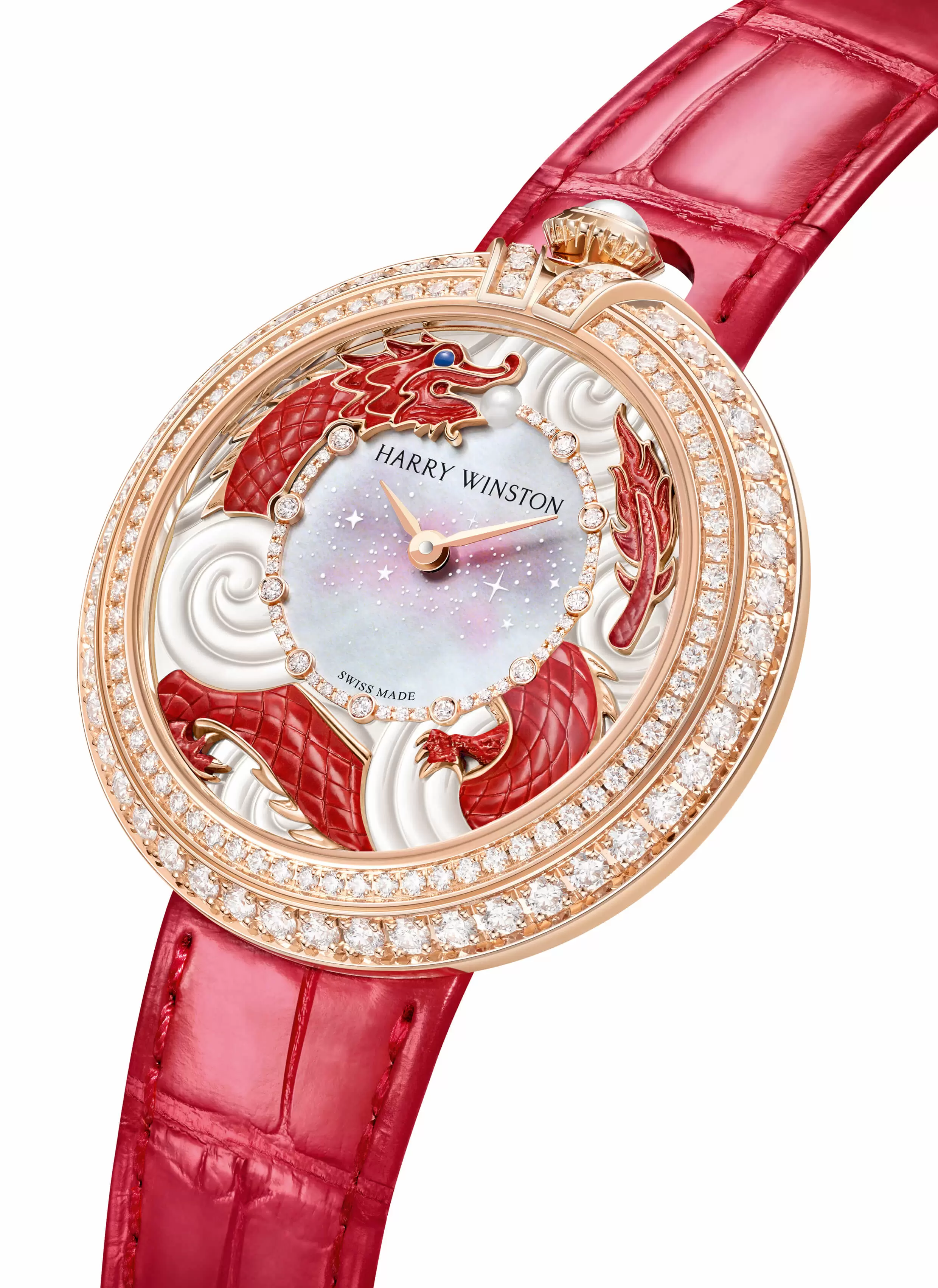 【Harry Winston｜龍年腕錶賀新歲．祥紅色調洋溢節日氣息｜珠寶鑲嵌「龍吐珠」｜新錶速報】